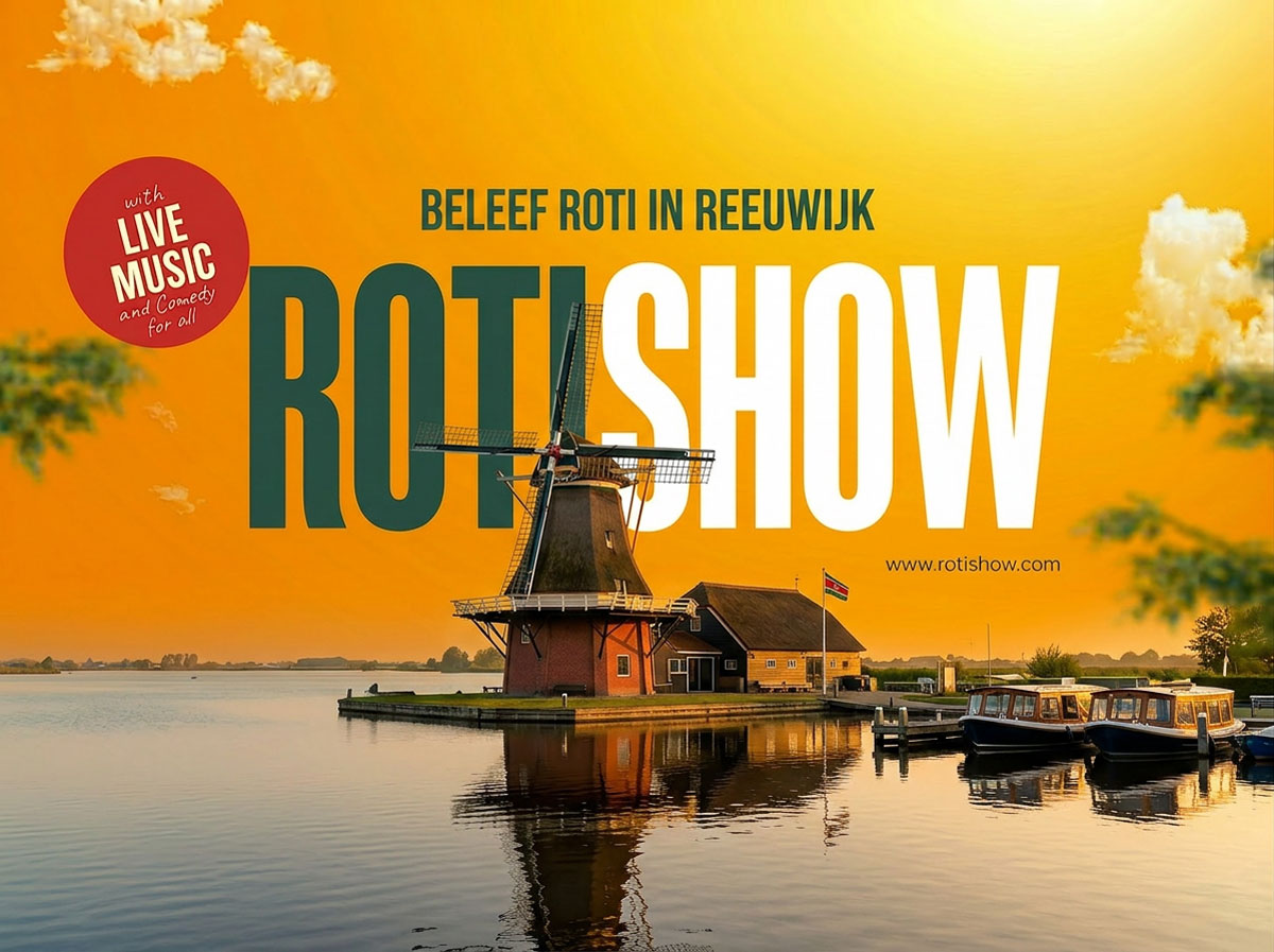 RotiShow — Surinamese roti, live music and comedy in beautiful venues across the Netherlands